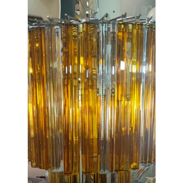 1960s White and Amber Trilobi Murano Glass Spiral Cascade Chandelier For Sale - Image 6 of 8