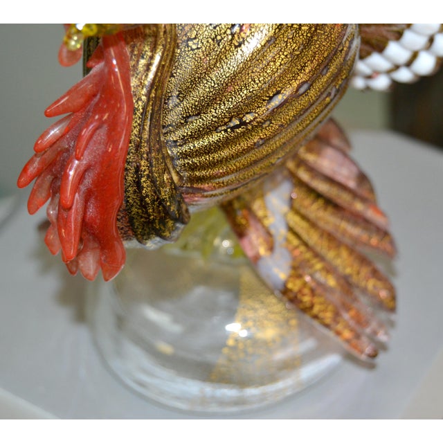 Glass 1970s Alfredo Barbini Manner Colorful Murano Style Art Glass Turkey Figurine Italy For Sale - Image 7 of 12