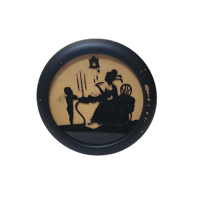 Superb quintet of 1930s reverse painted glass silhouettes, all in excellent condition. Manufactured by Reliance Picture...