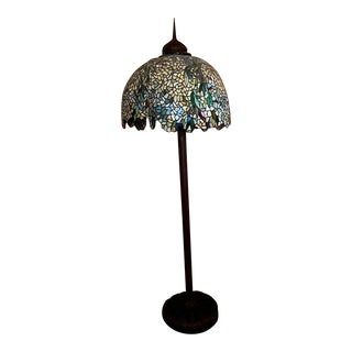 1920s Stained Glass Tiffany Style Standing Lamp For Sale