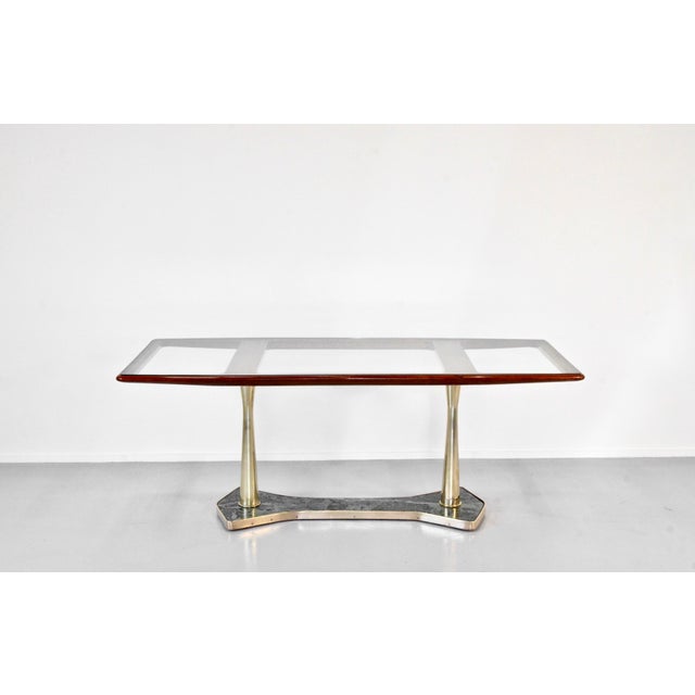Mid-Century Modern Italian Dining Table in Teak and Marble, 1960s For Sale - Image 3 of 13