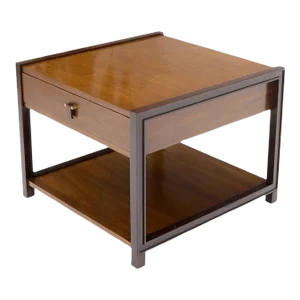 Dunbar Square Two Tier End Side Table Mid-Century Modern American Walnut