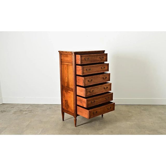Brown French 19th Century Walnut Tall Chest of Drawers For Sale - Image 8 of 9