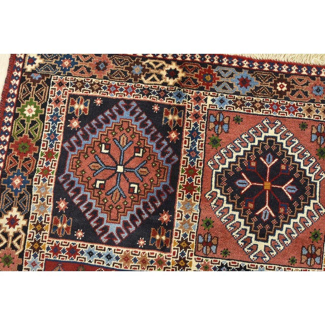 1990s Yalameh Rug 3’4” X 4’10” Multicolor Wool Vintage Tribal Hand-Knotted Carpet For Sale - Image 5 of 13