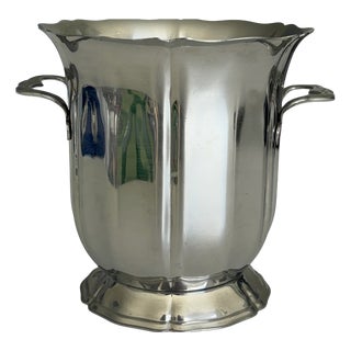 Vintage Stainless Steel Ice Bucket with Ice Cube Tray and Silver Metal Handles by Guy Degrenne, 1970s For Sale