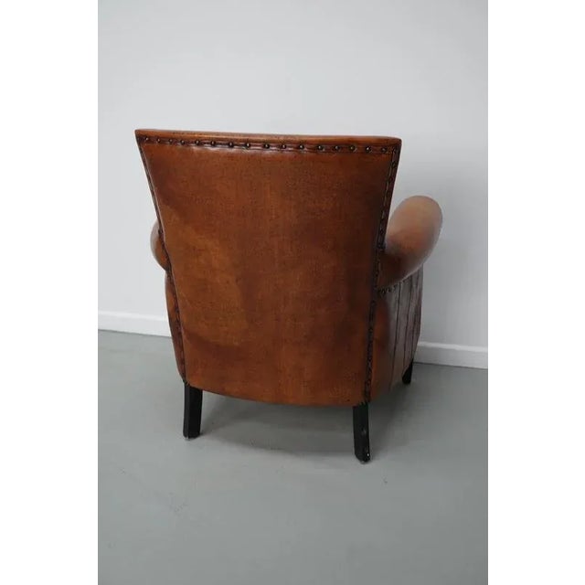Animal Skin Vintage Dutch Club Chair in Cognac Colored Leather For Sale - Image 7 of 14