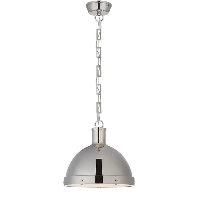 Thomas O'Brien for Visual Comfort Signature Hicks Large Pendant in Polished Nickel with Acrylic Diffuser For Sale