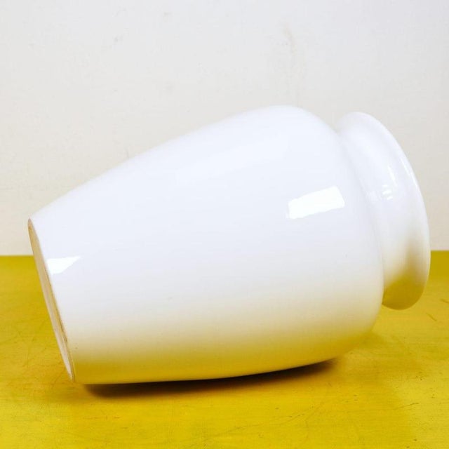 White Glazed Terracotta Vase For Sale - Image 6 of 9