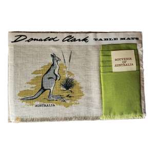 1950s Mid-Century Modern Donald Clark "Kangaroo" Table Mats &Napkins Set - New Old Stock Design No 1