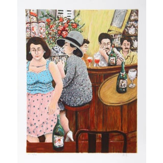 David Azuz, Grey Lady Red Bar, Lithograph For Sale