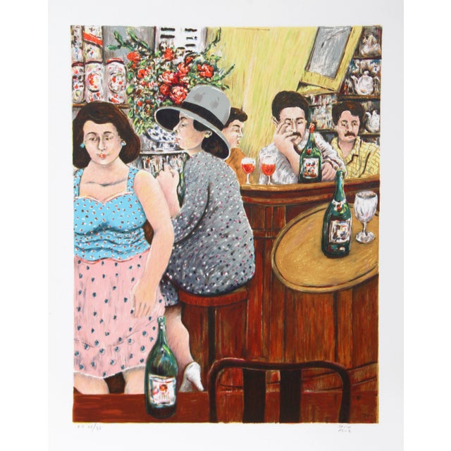 David Azuz, Grey Lady Red Bar, Lithograph For Sale