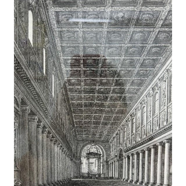 19th Century Engraving of the Interior of the Basilica of Santa Maria Maggiore in Rome For Sale In Raleigh - Image 6 of 15