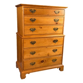 Vintage Solid Pine Tall Chest of Drawers by Pine Shop Originals c.1950s For Sale