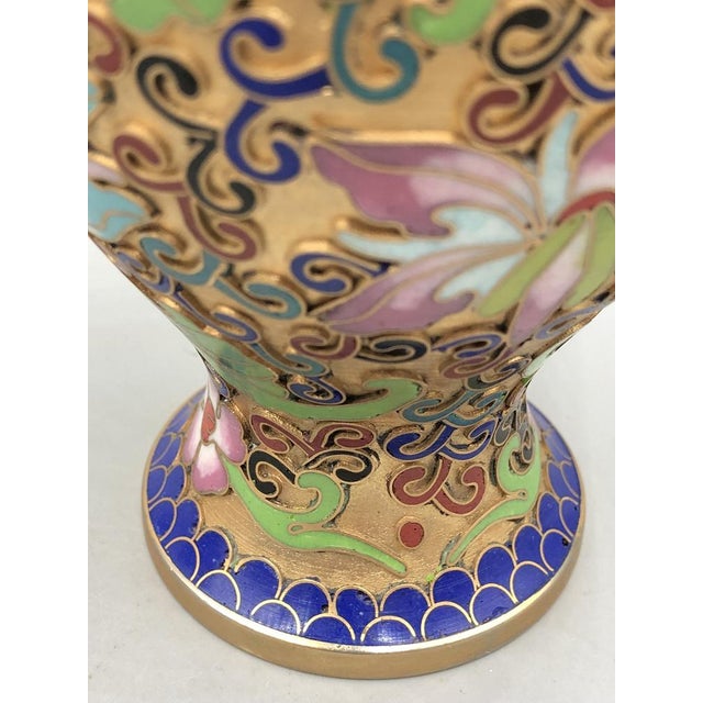 Gold Champlevé Cloisonné Vase, China, 1900s, Set of 2 For Sale - Image 8 of 17