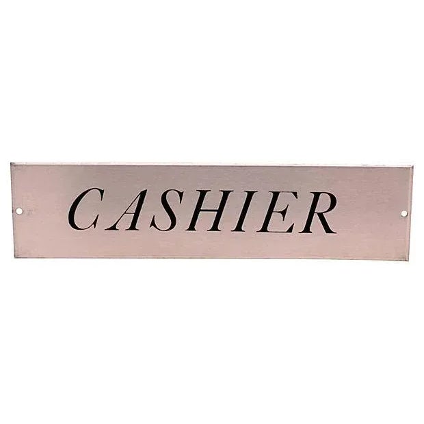 American Vintage Metal Cashier Sign For Sale - Image 3 of 3