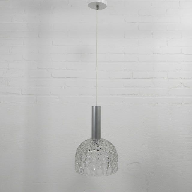 Silver VIntage Pendant Lamp with Glass Shade with Bubble Pattern, 1960s For Sale - Image 8 of 16