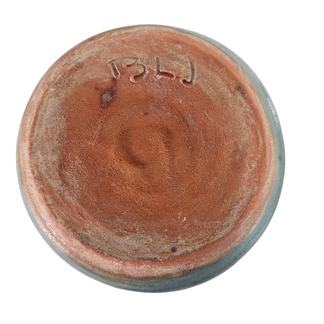 Ceramic Mid-Century Signed Studio Art Pottery Bowl With Blue Drip Glaze For Sale - Image 7 of 7