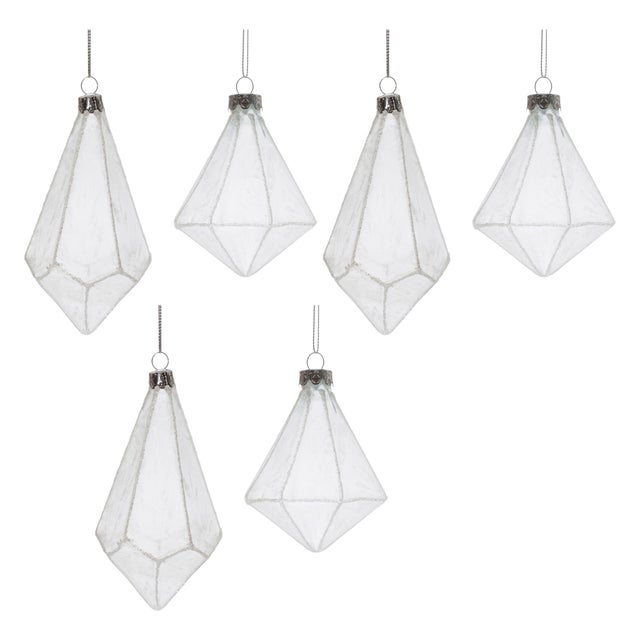 Modern Frosted Glass Drop Ornament (Set of 6) For Sale - Image 3 of 3