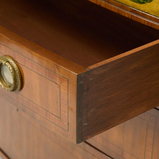 French 19th Century George III Style Painted Satinwood Demi-Lune Commode/Credenzas For Sale - Image 3 of 11