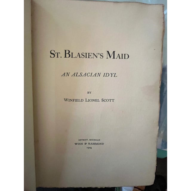 Arts & Crafts Embossed Leather Fine Binding Autograph Signed by the Author St. Blasien's Maid: An Alsacian Idyl a by Winfield Lionel Scott For Sale - Image 3 of 6