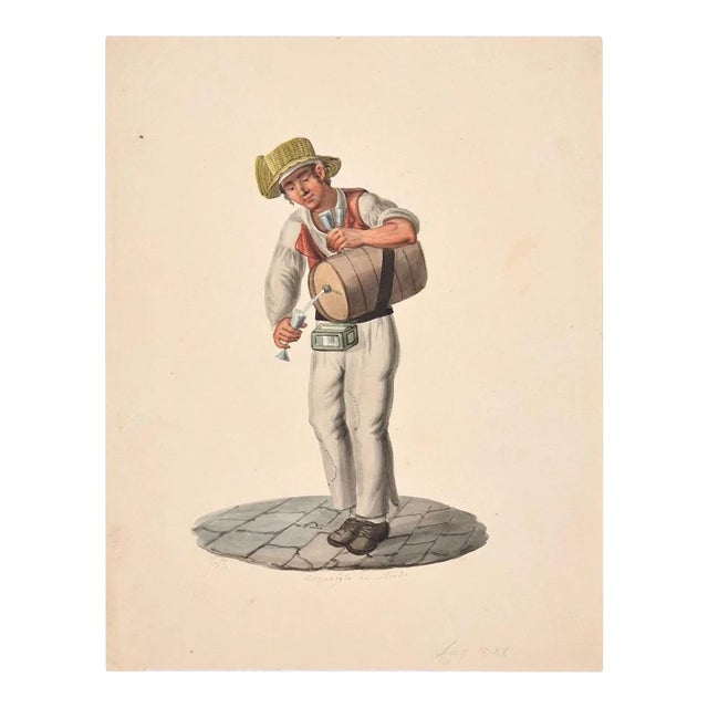 Acquaiolo in Strada - Original Ink and Watercolor - 1828 1828 For Sale