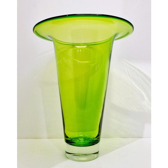 Modern Large Vintage Neon Green Vase from Schott Zwiesel, 1970s For Sale - Image 3 of 15