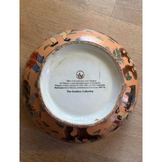 Ceramic XL Decorative Oriental Bowl Ft. Folk Musicians For Sale - Image 7 of 7