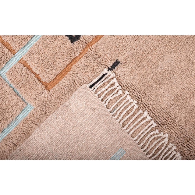 Textile Abstract Architectural Line Hand-Knotted Wool Rug | 10'11" X 7'2" | One of a Kind For Sale - Image 7 of 8