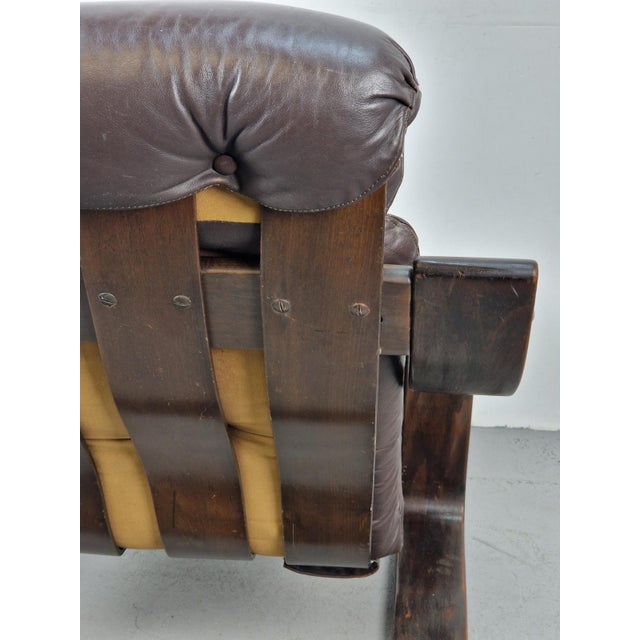 Vintage Armchair in Brown Leather and Bentwood attributed to Coja, 1970s For Sale - Image 15 of 18