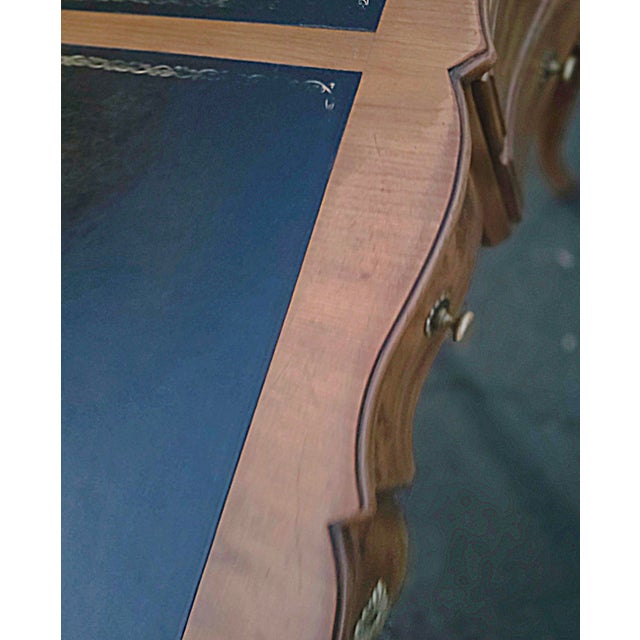 Fine Wm. A. Berkey Figured Cherry Leather-Top Louis XV Style Writing Desk for John Widdicomb, Circa 1950 For Sale - Image 9 of 12
