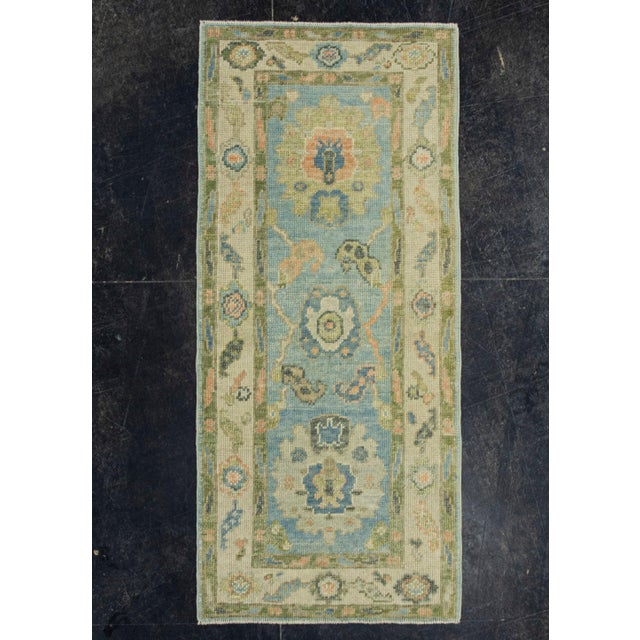 Blue Turkish Oushak Rug 2'4"x 5'3" #20127 For Sale - Image 8 of 8