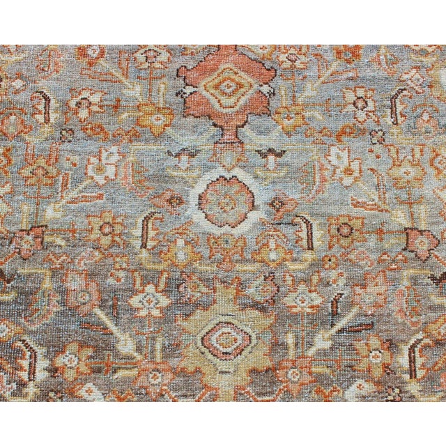 Antique Persian Sultanabad Rug With a Soft Sky Blue Field With Stylized Palmette 4'4 X 9'4 For Sale In Atlanta - Image 6 of 12