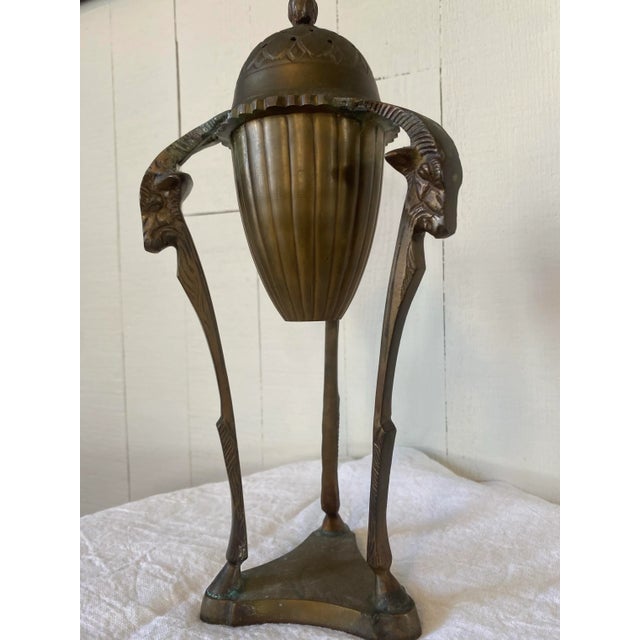 Stunning circa 1940s/1950s brass incense censer urn in the Empire style Made of solid brass bearing a rich patina, the...