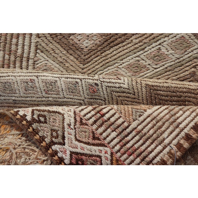 Vintage Turkish Kilim Rug With Diamond Medallions in Taupe, Ivory, and Cocoa For Sale - Image 10 of 11