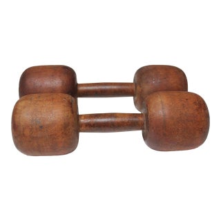Pair of Vintage Primitive Hand Weights/Dumbbells For Sale