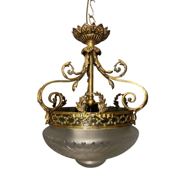 French Pendant Light in Gilt Bronze For Sale