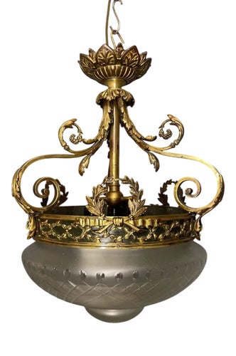 French Pendant Light in Gilt Bronze