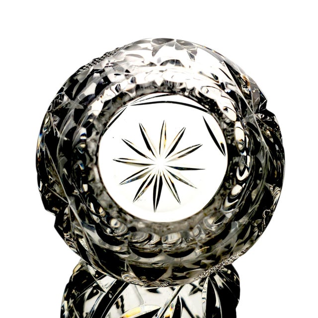 Glass Lausitzer Margaret German Lead Crystal Rose Bowl 5" Sunflower Pattern For Sale - Image 7 of 14