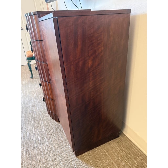 Late 20th Century Late 20th Century Art Deco Style Sculptural Walnut Sideboard / Credenza For Sale - Image 5 of 16