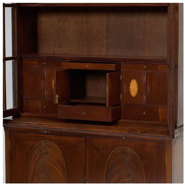 Gothic Grand Gothic Revival English Mahogany Bookcase With Concealed Storage For Sale - Image 3 of 6