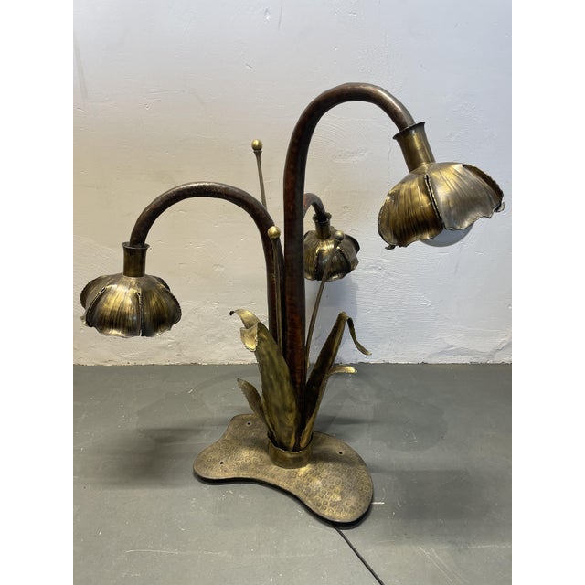 Floral Lamp in Brass and Copper, 1960s For Sale - Image 12 of 12