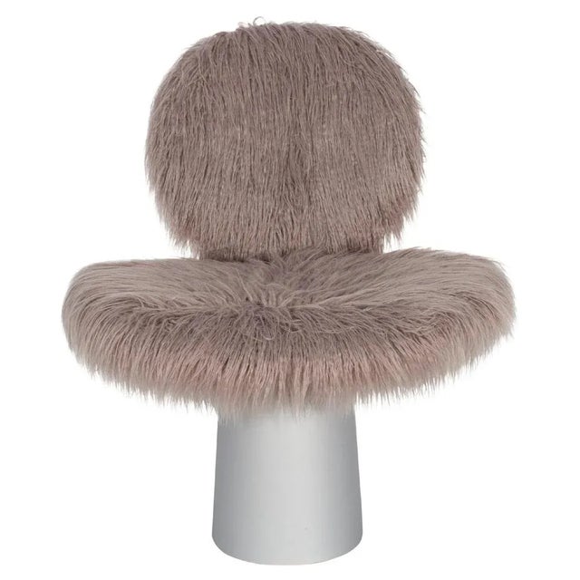 Pilota Grey Faux Fur White Aluminum Lounge Chair by Pulpo For Sale - Image 6 of 6