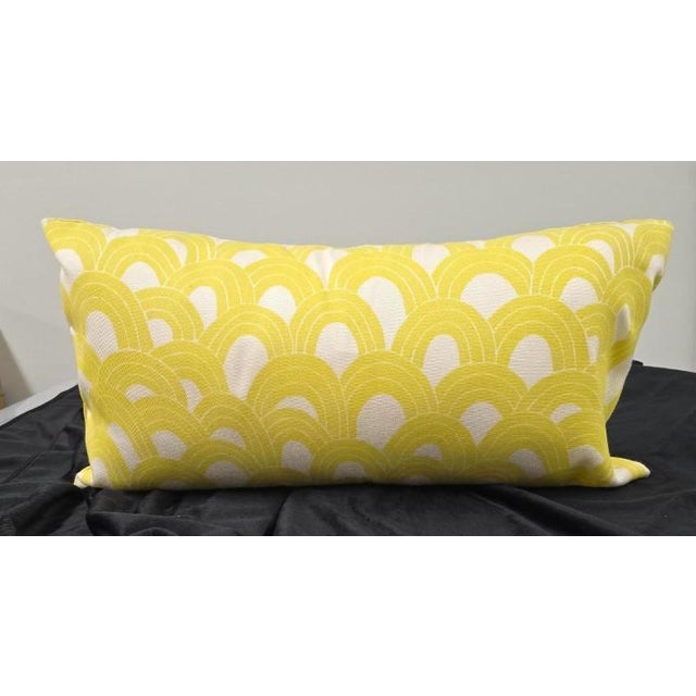 This beautiful Lumbar Arches Outdoor Pillow is sure to brighten your outdoor space. This bold yellow colorway will bring...
