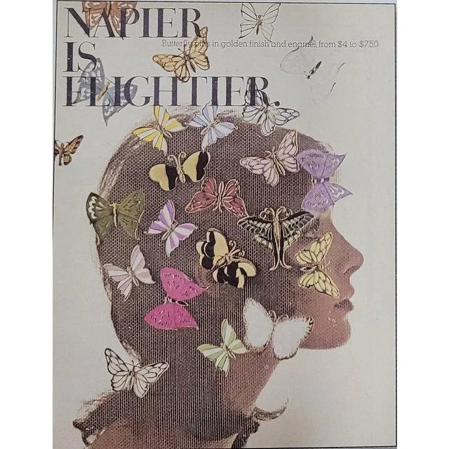 This is part of Chairish’s Costume Jewelry assortment. Hard to find goldtone black and yellow plique-a-jour butterfly...