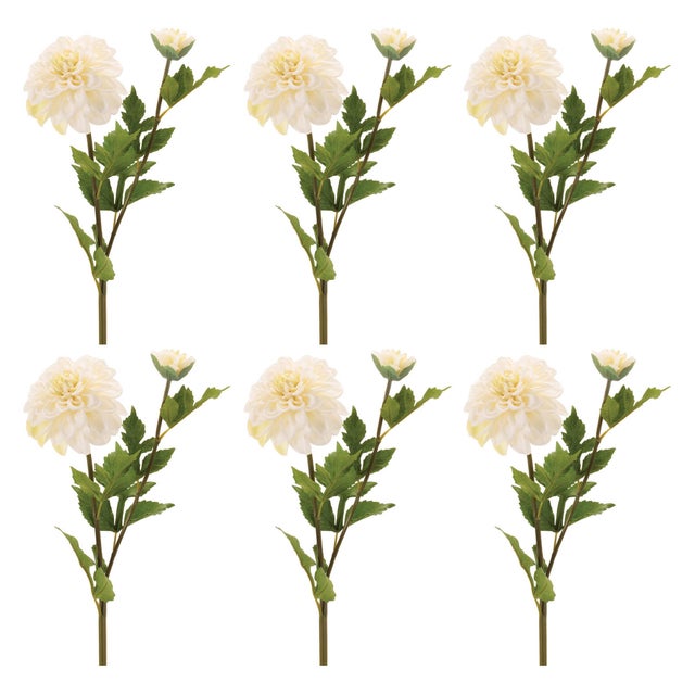 Rustic Dahlia Flower Stem (Set of 6) For Sale - Image 3 of 3