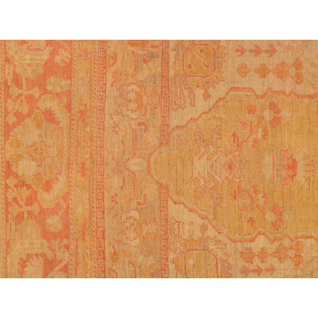 Antique Turkish Oushak Carpet, Handmade Oriental Rug, Gold, Taupe, Shrimp Coral For Sale - Image 15 of 18