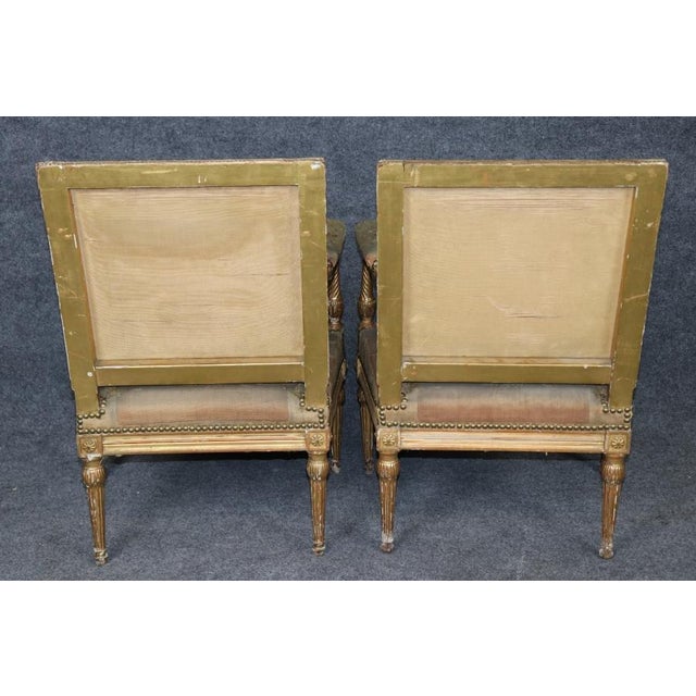 French Pair 19th Century French Louis XVI Style Giltwood Aubusson Armchairs For Sale - Image 3 of 13