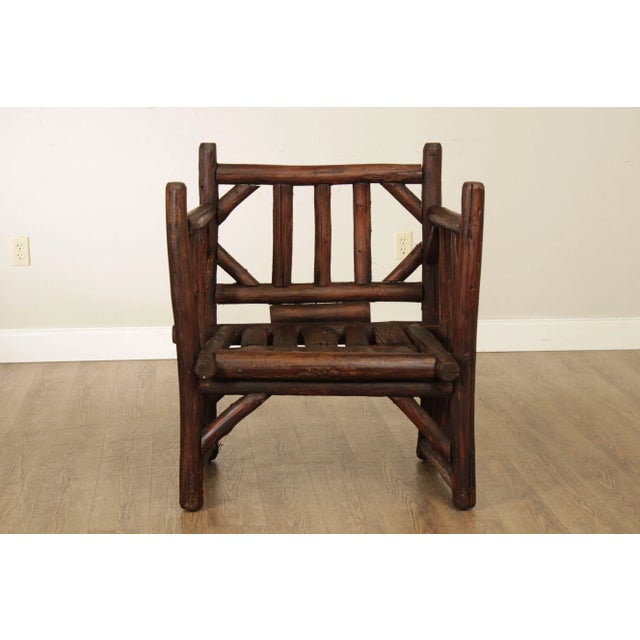 Rustic Michigan Cedarcraft Co. Antique Adirondack Style Rustic Armchair For Sale - Image 3 of 13