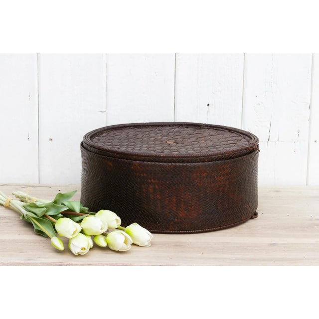 Tribal 19th Century Round Akha Tribe Woven Basket For Sale - Image 3 of 7