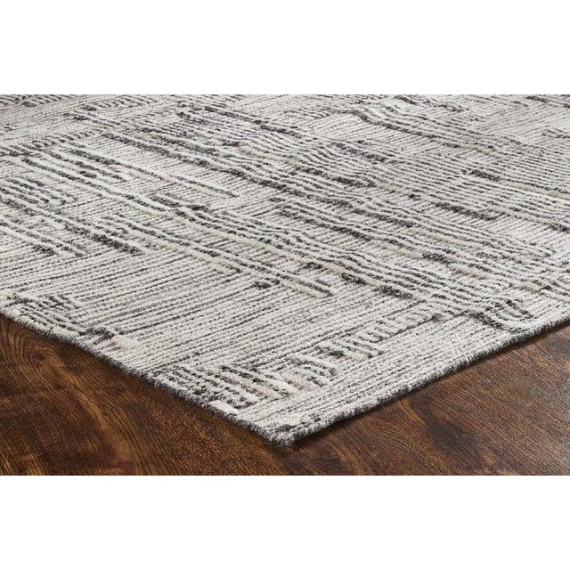 2020s 9x12 Ivory Hand-Knotted Wool Linear Cityscape Geometric Modern Carpet Rug For Sale - Image 5 of 10